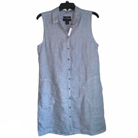 Tahari Dresses & Skirts - Tahari Linen Button Down Collared Shirt Dress